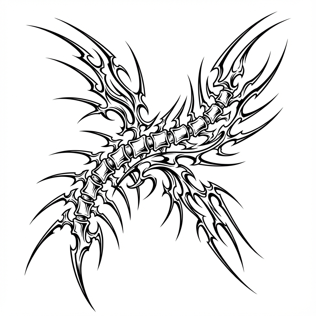 AI generated cyber sigilism tattoo design